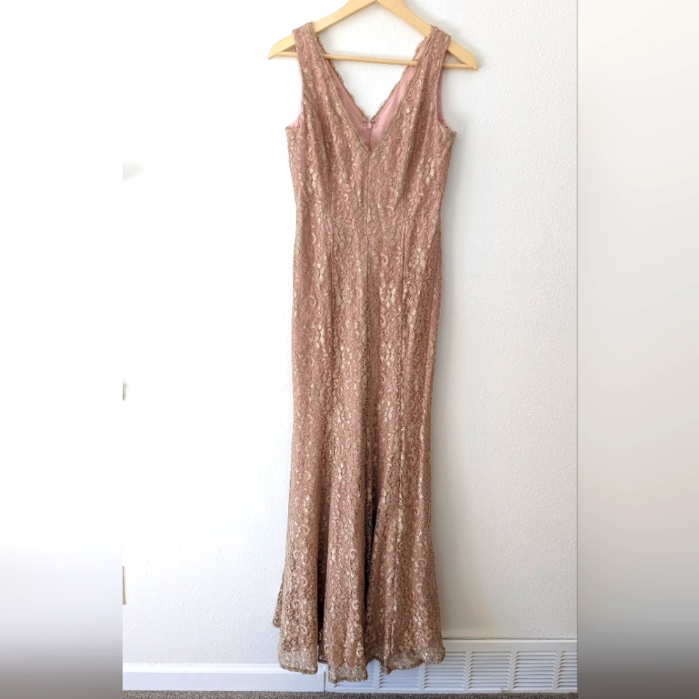 Eliza J sleeveless V-neck Mermaid Champagne Gown